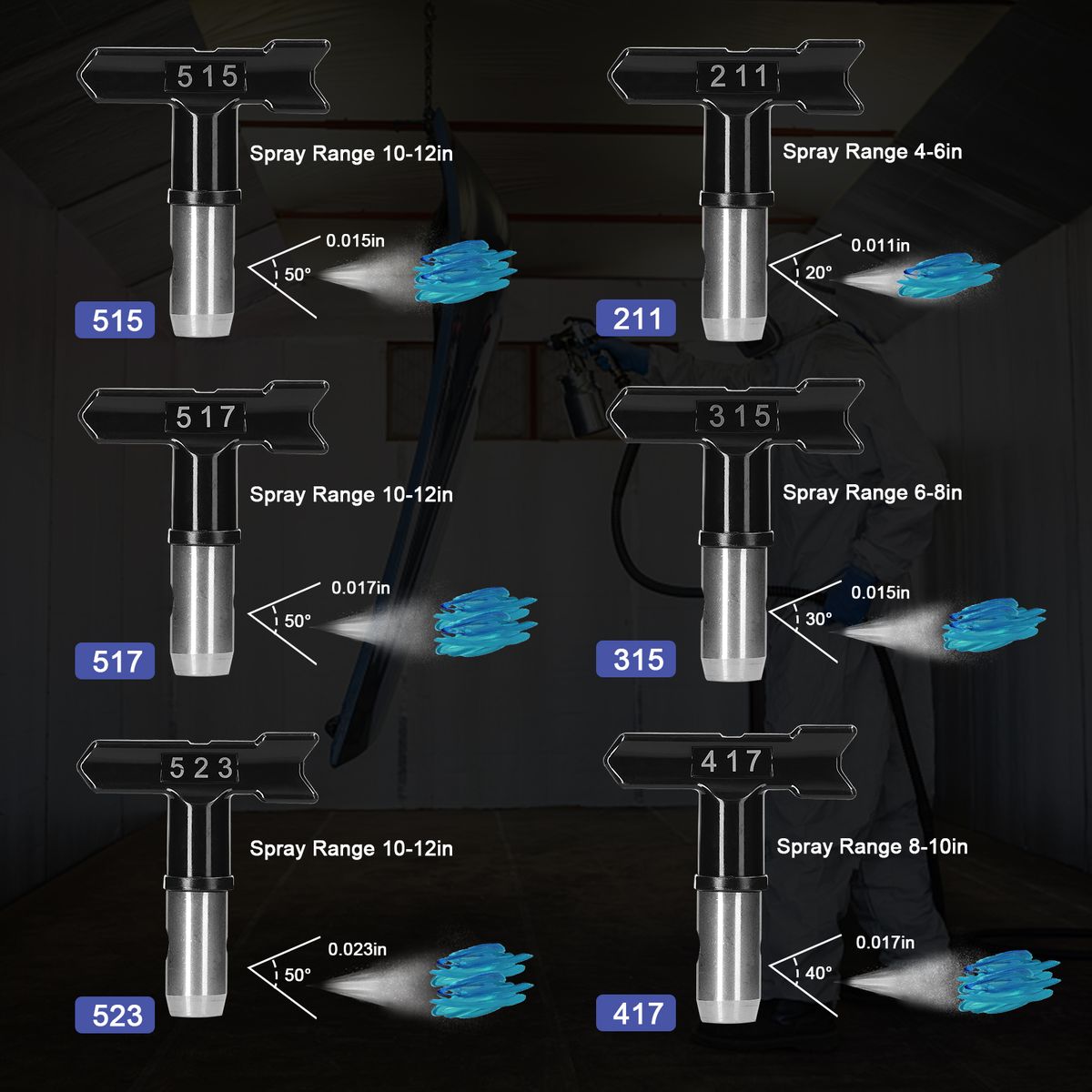 Airless Paint Nozzles And Filters Set Reversible Spraying