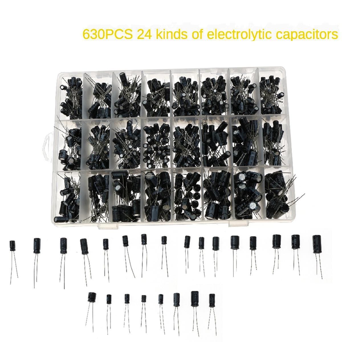 630PCS 24 Kinds of Electrolytic Capacitors Sample Box 630Pcs Set 01UF-1000UF