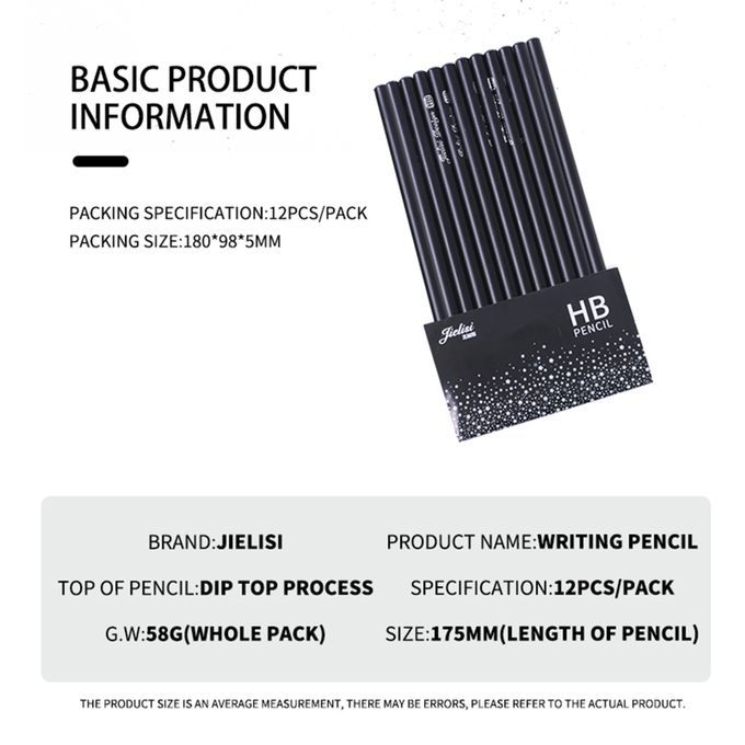 12 Pcs HB Writing Pencil Set Graphite Core Drawing