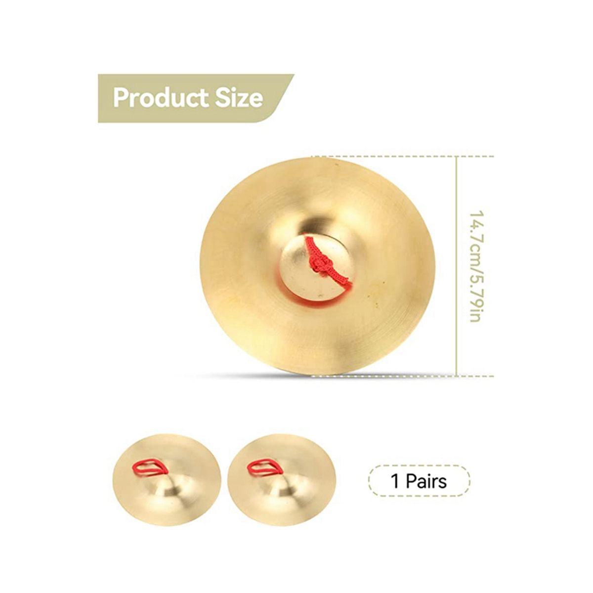 Crash Cymbal Pack Of 2 Brass Hand Pool Percussion Instrument Toy for Children Adults