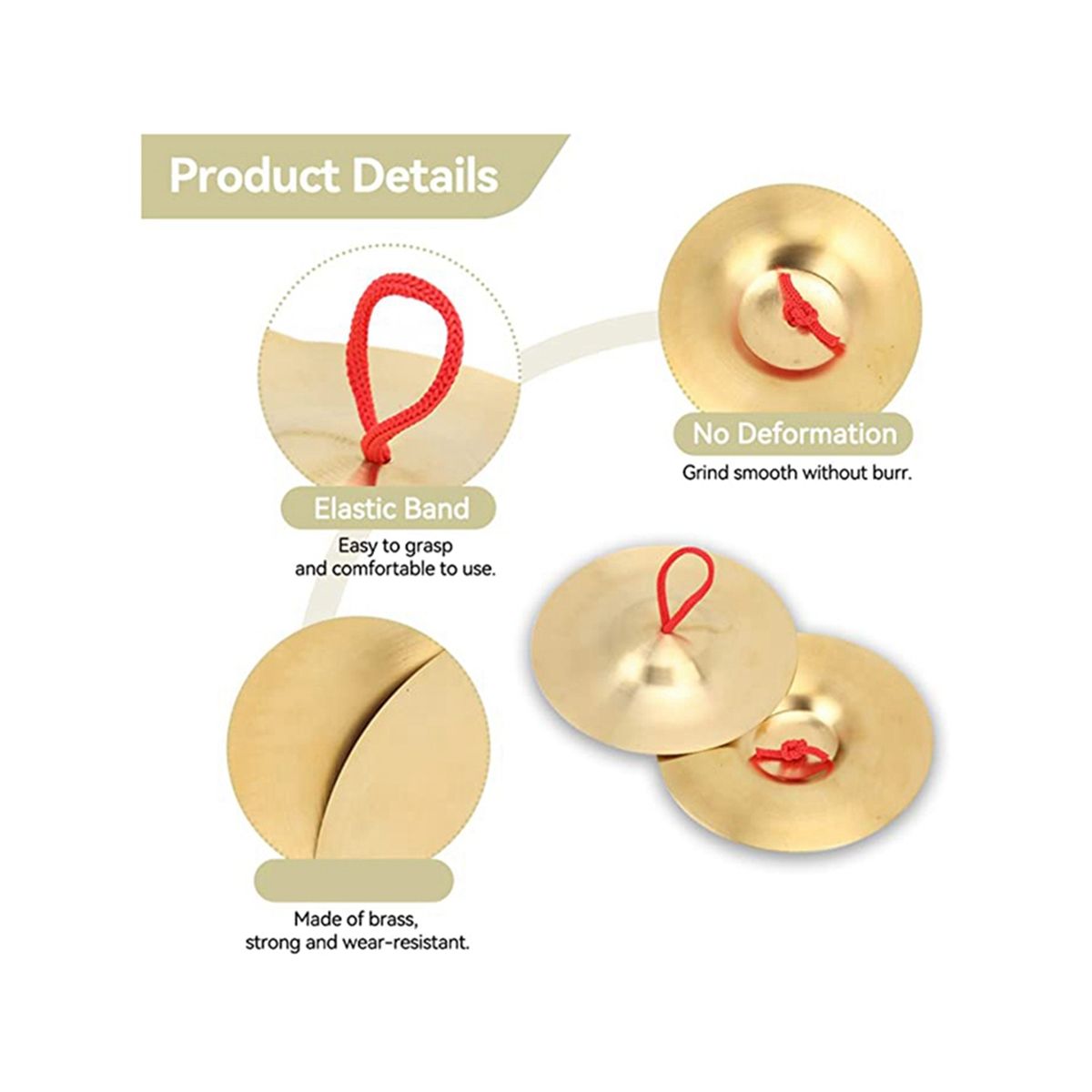 Crash Cymbal Pack Of 2 Brass Hand Pool Percussion Instrument Toy for Children Adults