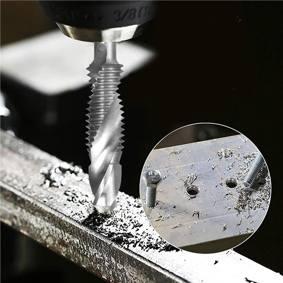 7Pcs Combination Drill and Tap Set Metric Thread HSS M3-M12 Screw Tapping bit Tool Quick Change 1/4in Hex Shank