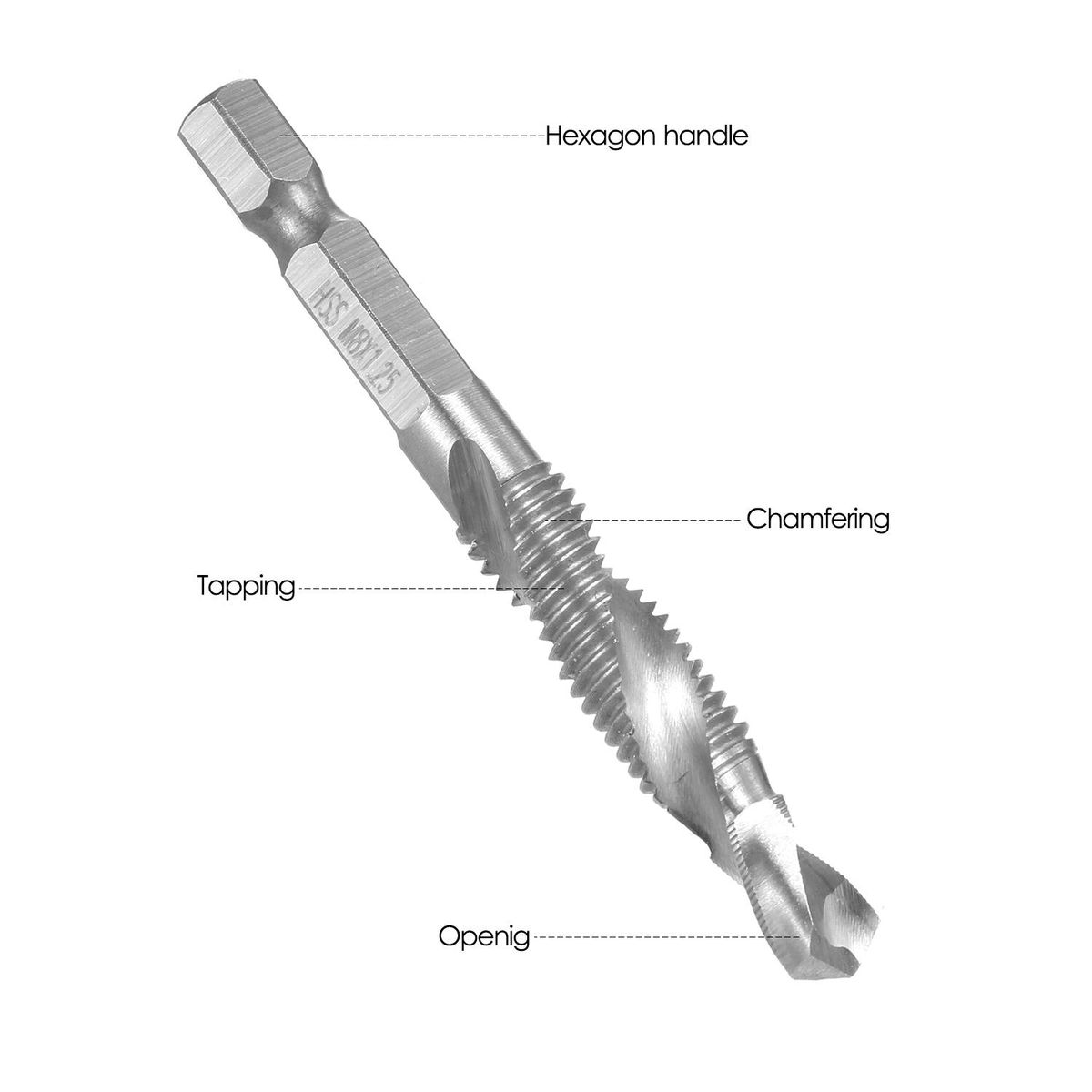 7Pcs Combination Drill and Tap Set Metric Thread HSS M3-M12 Screw Tapping bit Tool Quick Change 1/4in Hex Shank