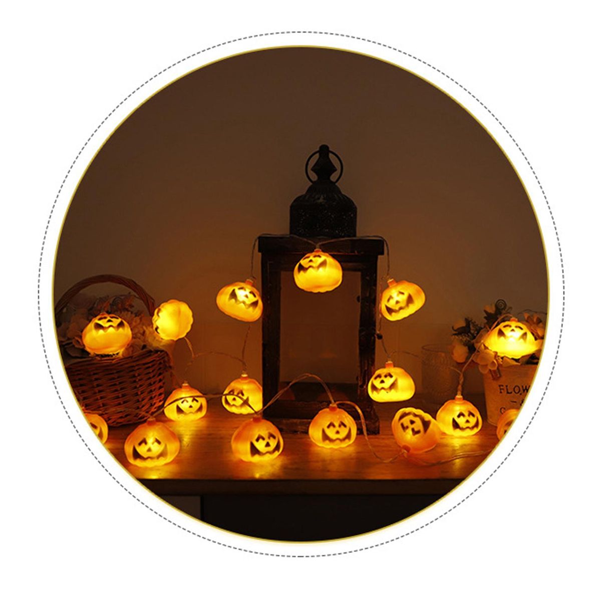 Horror Pumpkin Halloween String Lights 10FT 20LEDs Spooky Pumpkin Decorative Hanging Lights Waterproof LED Pumpkin Lights Battery Operated 2 Modes