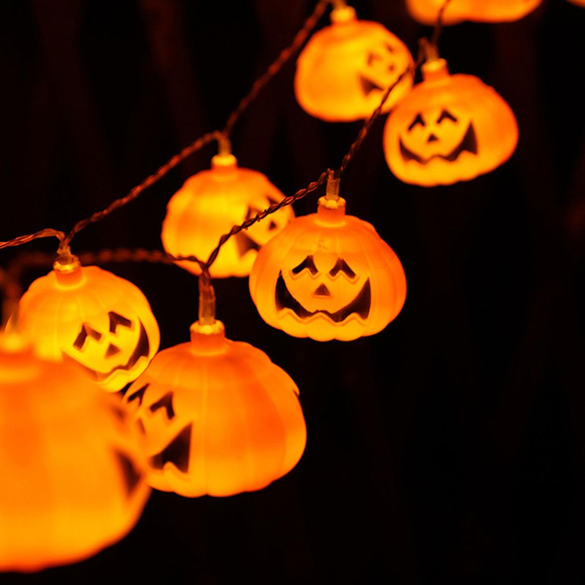 Horror Pumpkin Halloween String Lights 10FT 20LEDs Spooky Pumpkin Decorative Hanging Lights Waterproof LED Pumpkin Lights Battery Operated 2 Modes