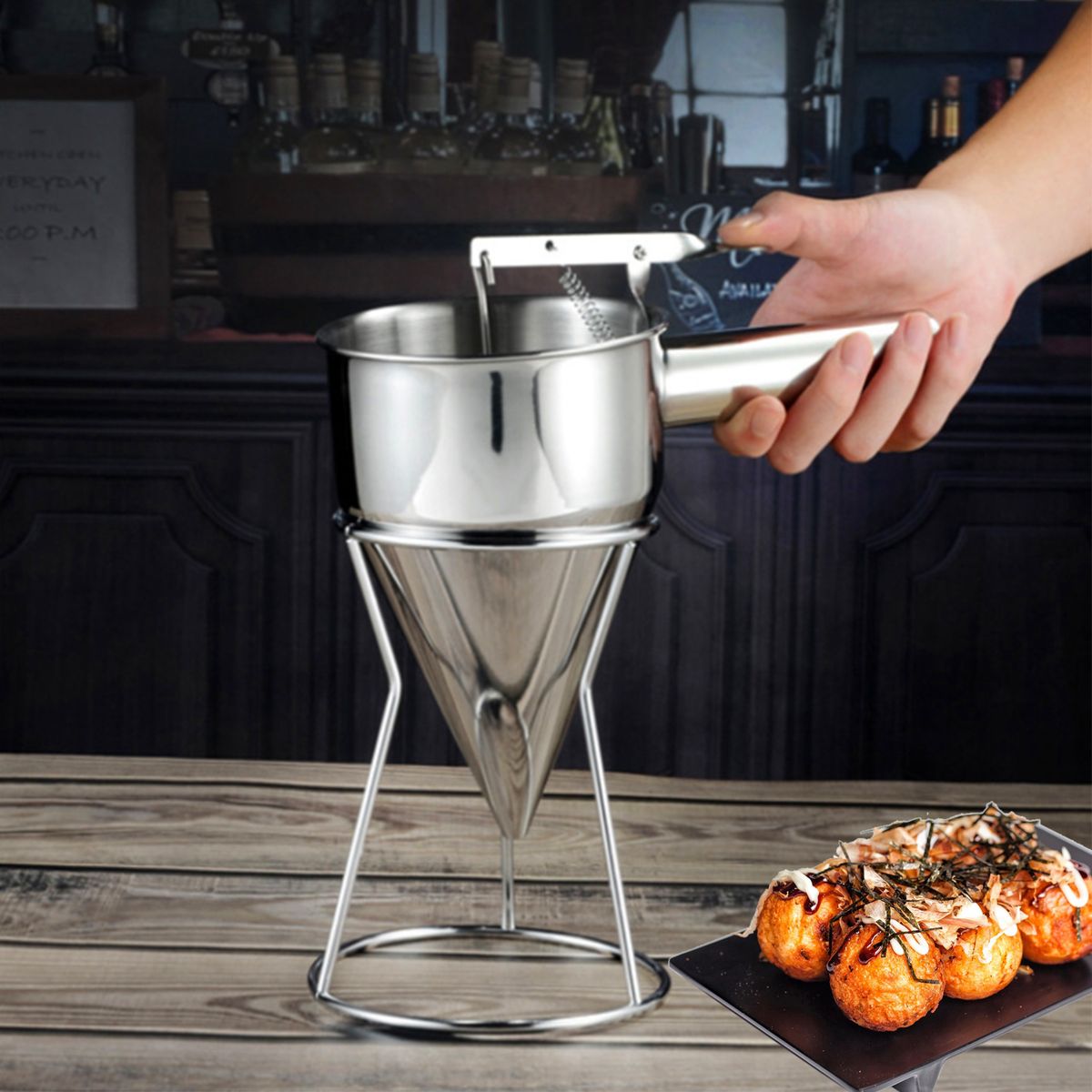 Batter Dispenser Stainless Steel Conical Funnel With Handle