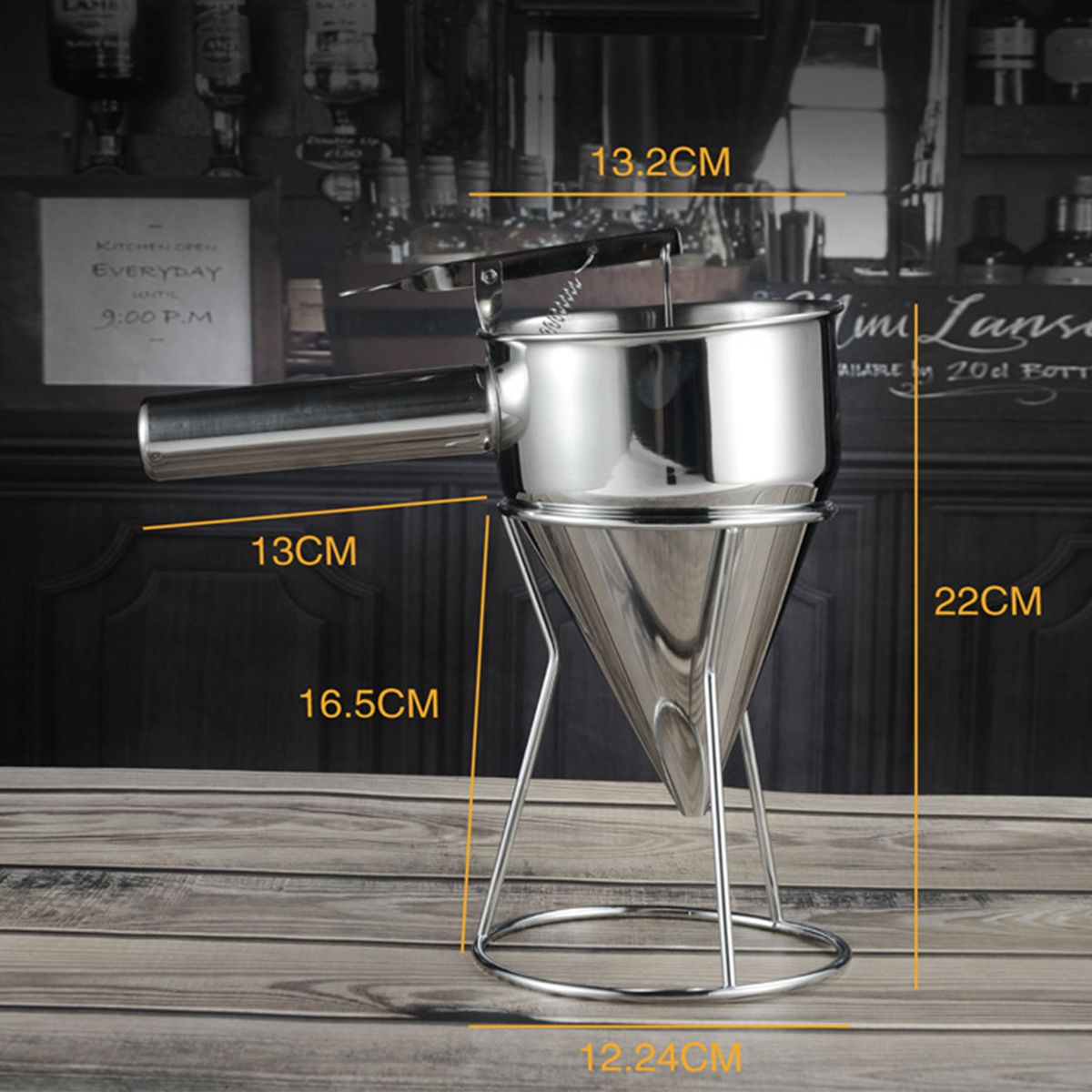 Batter Dispenser Stainless Steel Conical Funnel With Handle