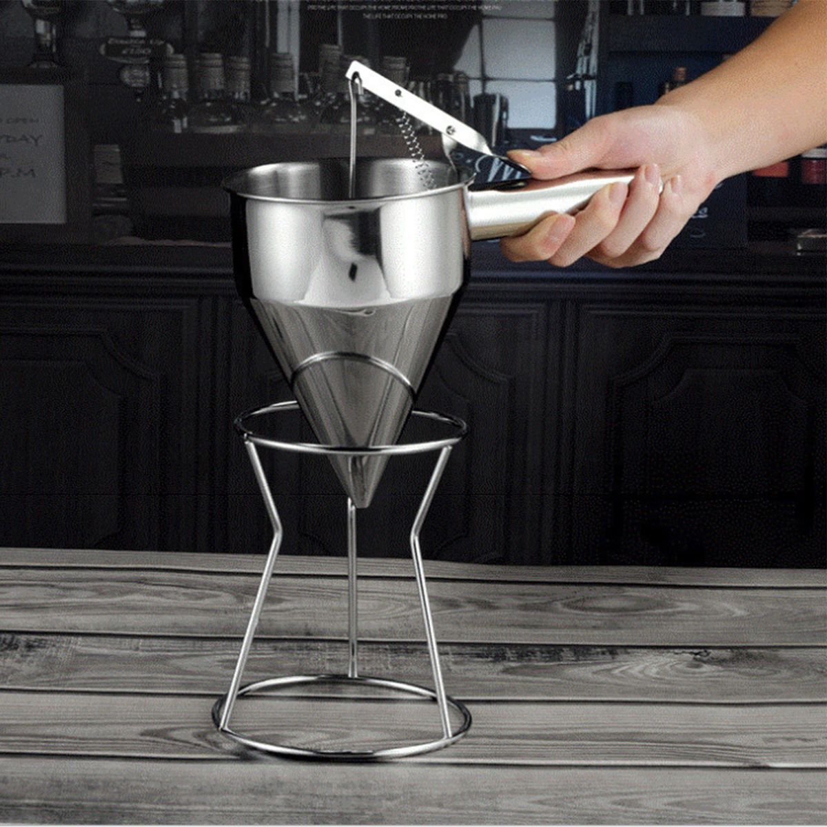 Batter Dispenser Stainless Steel Conical Funnel With Handle
