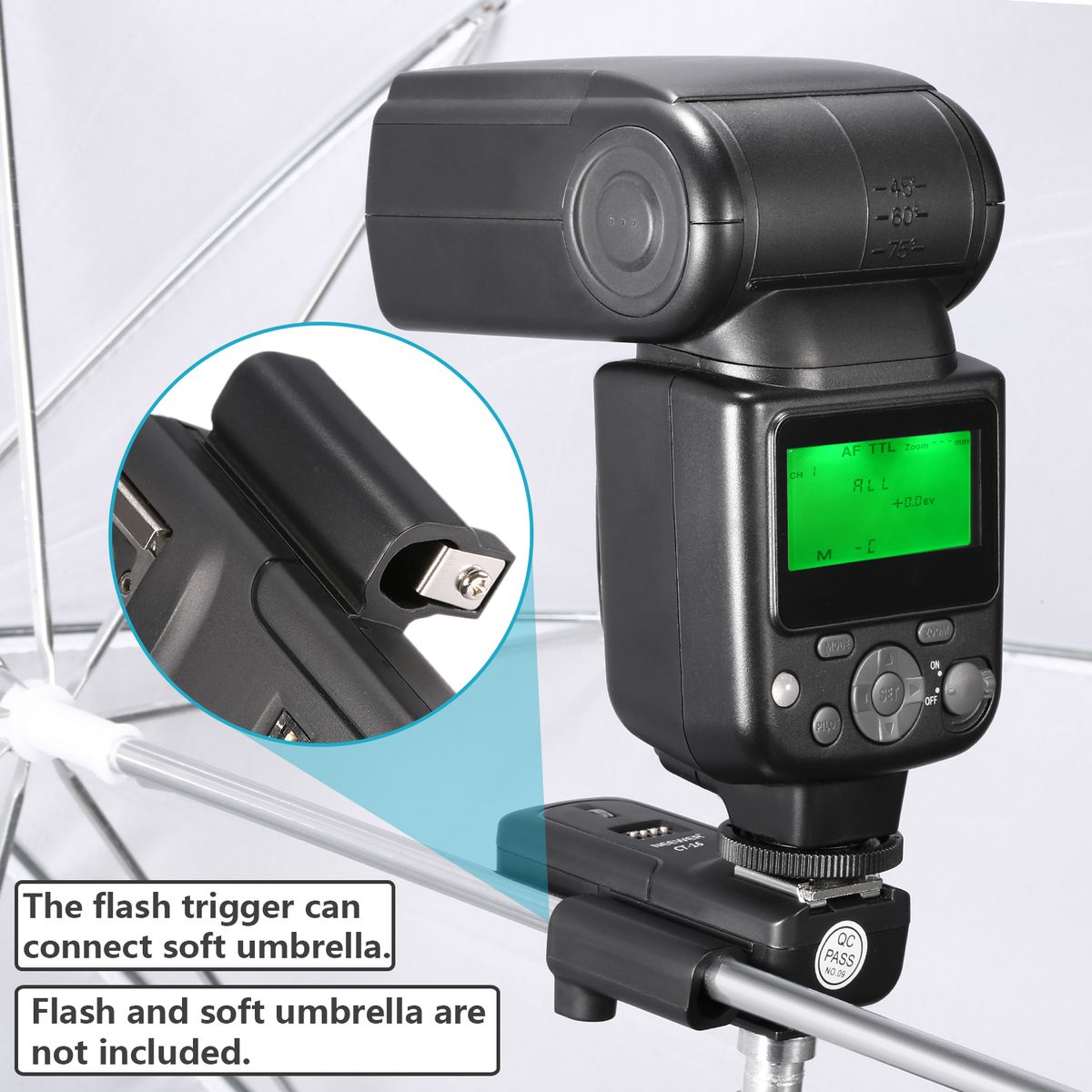 16 Channels Wireless Radio Flash Speedlite Studio Trigger Set With Standard Hot Shoe, Including Transmitter And Receiver, Fit For Canon Nikon Pentax Olympus Panasonic DSLR Cameras (CT-16)