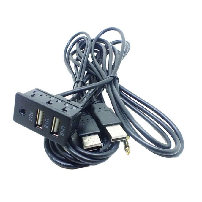 1.5M Car Auto AUX Dual USB Phone Charging Dashboard Mounted Extension