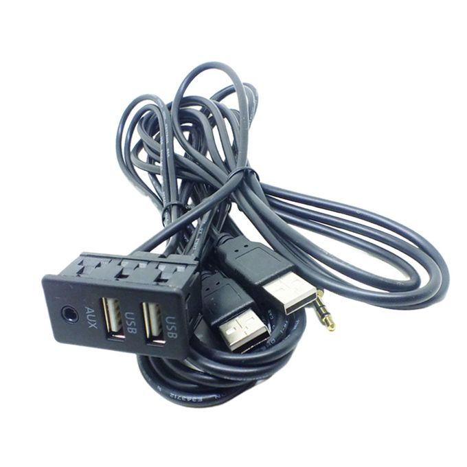 1.5M Car Auto AUX Dual USB Phone Charging Dashboard Mounted Extension