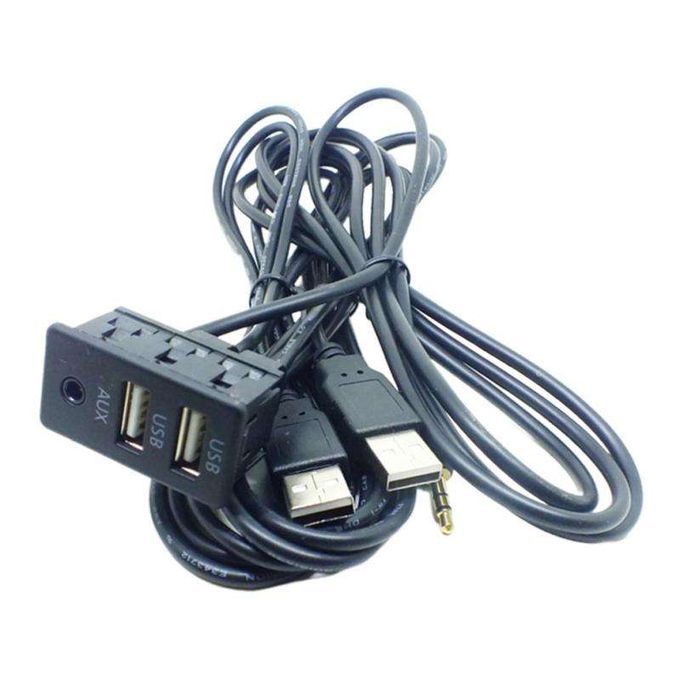 1.5M Car Auto AUX Dual USB Phone Charging Dashboard Mounted Extension