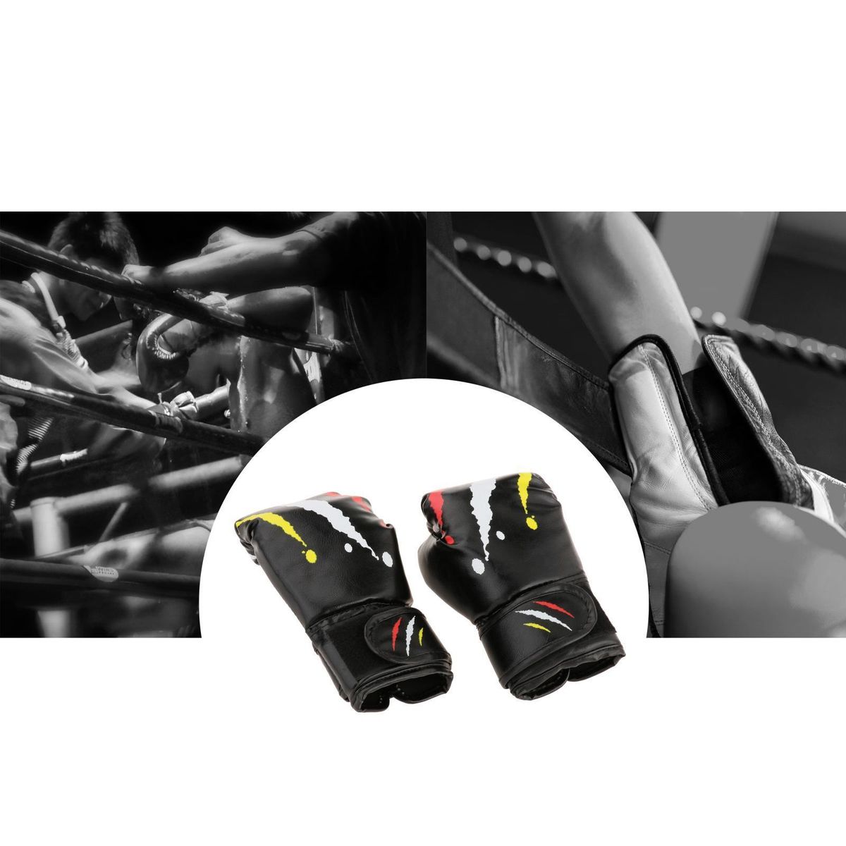 Boxing  Sparring PU Leather MMA Exercise Gym Fight Black 8oz