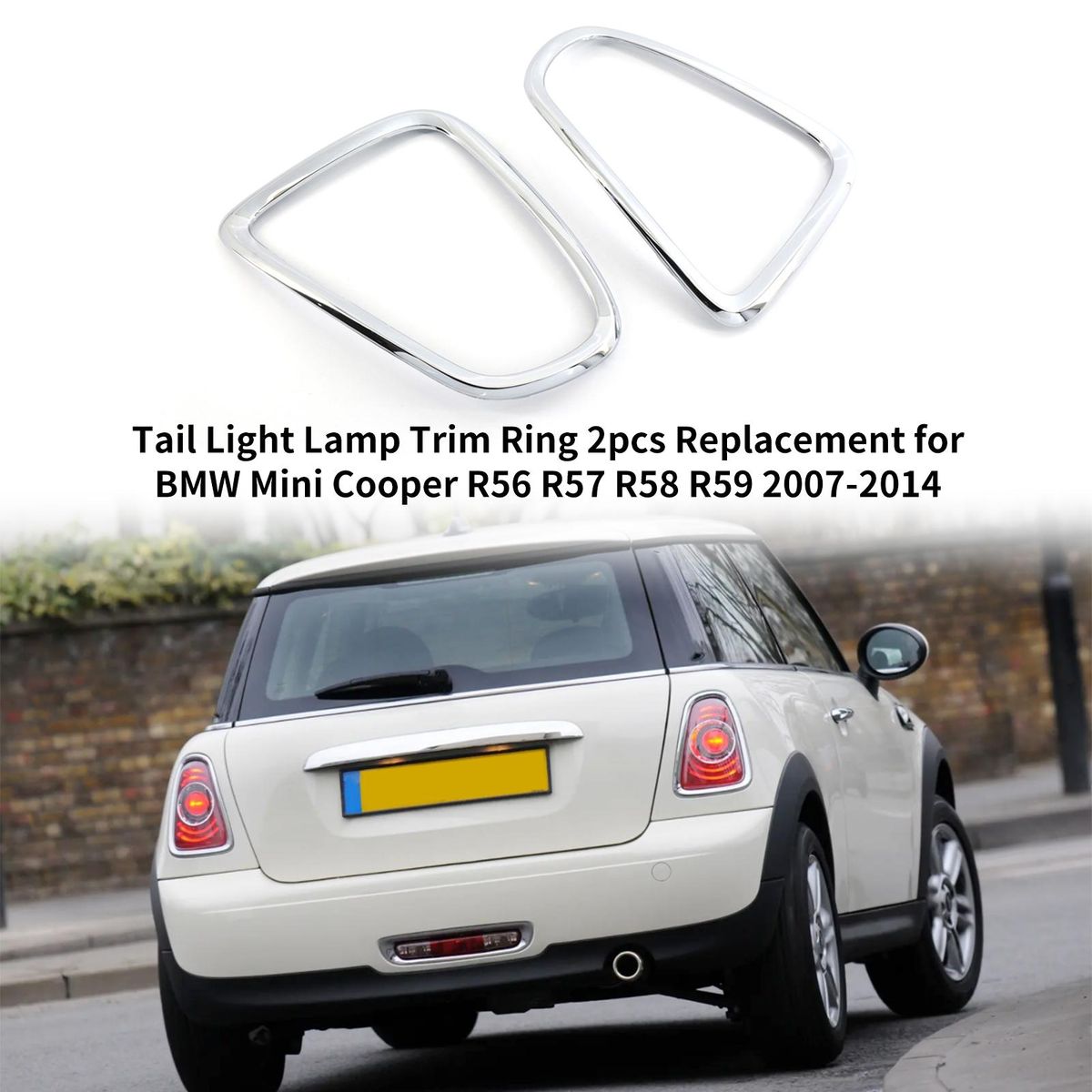Tail Light Lamp Trim Ring 2pcs Replacement for BMW Mini Cooper R56 R57 R58 R59 2007-2014 OEM:51132752243, 51132752244, 51132296297, 51132296296
