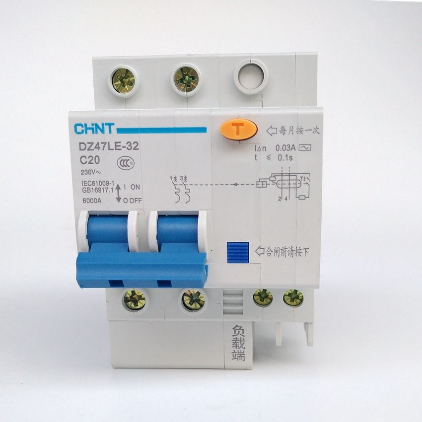 30mA CHINT Breaker Leakage DZ47LE-32 Circuit C20A 2P Earth
