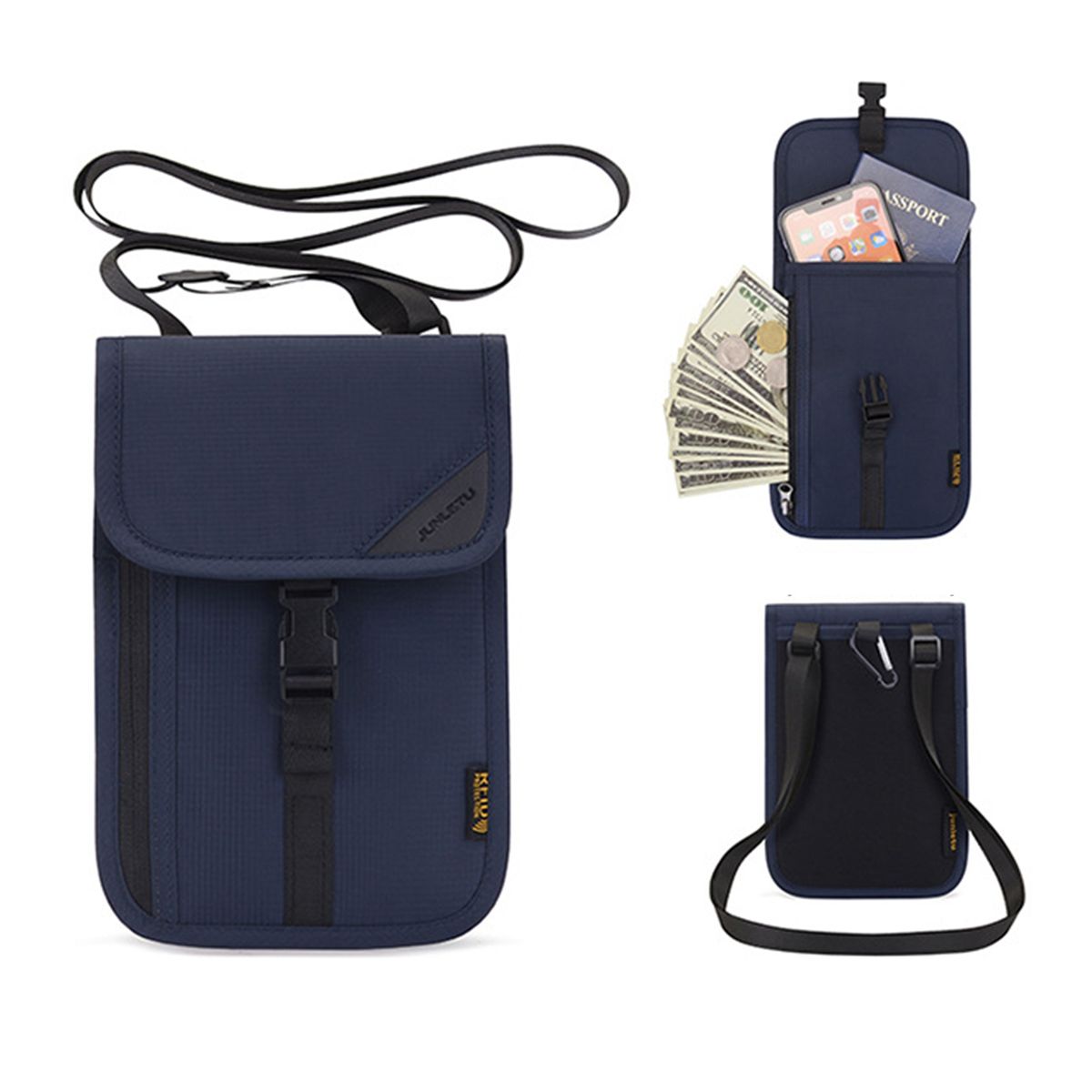 Storage Bag Hanging Wallet Money Card Passports Dark Blue