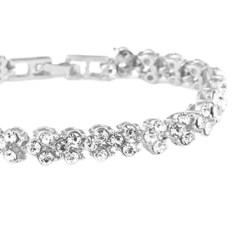 Buckle Closure Shining Bridal Bracelet Alloy-Silver