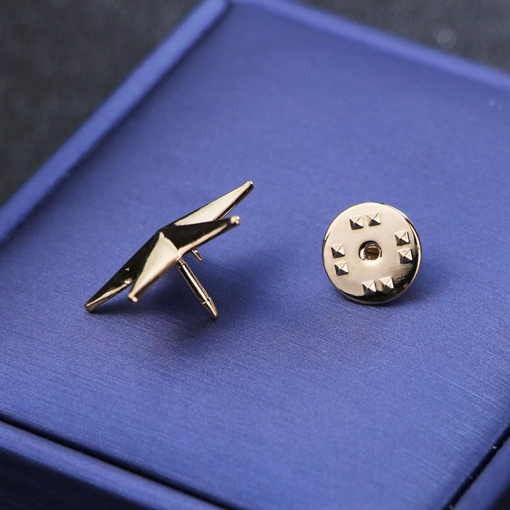 2pcs Fancy 3D 5 Point Brooch Lapel Pin Shirt Collar