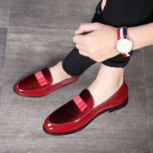 [NEW] Mens Leisure Dress Italian Leather Wedding Shoes Burgundy Red