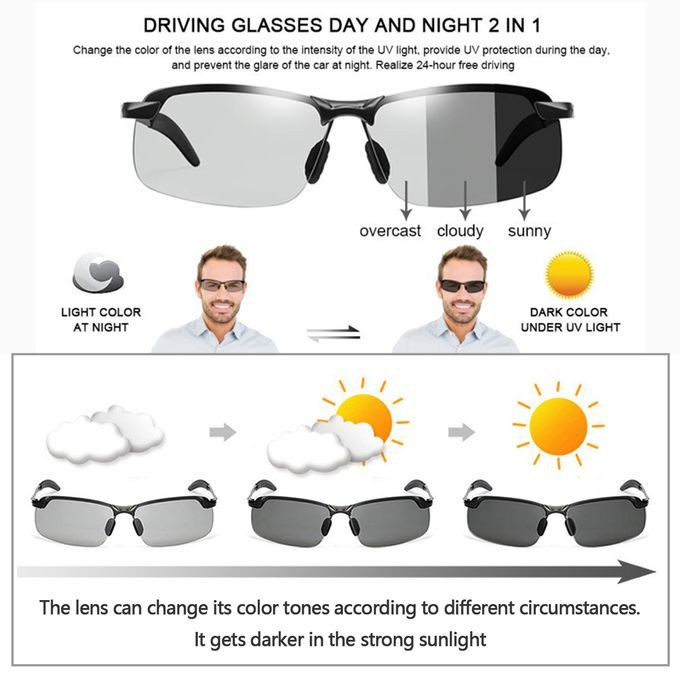 Photochromic Sunglasses With Polarized Lens Anti Glare Driver Sunglasses