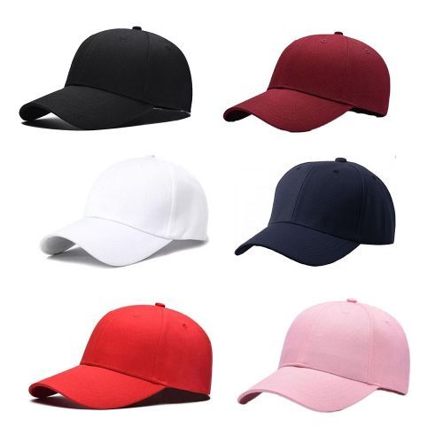 6 Baseball Caps- Black, NavyBlue, Wine,White,Pink And Red
