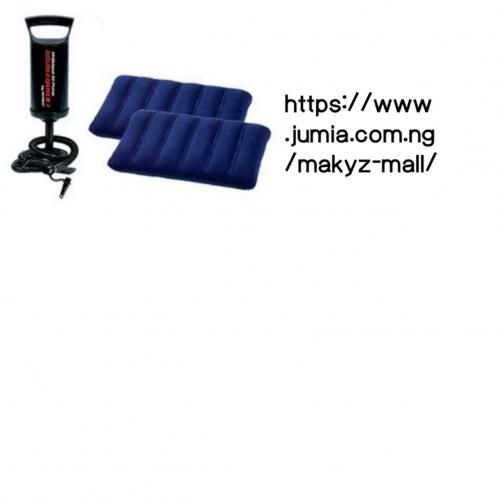 Inflatable 2-3 Person Classic Downy Airbed With Pump + Two Pillows -54'' X 75'' X 10'' (1.37m X 1.91m X 25 Cm)W X L X H