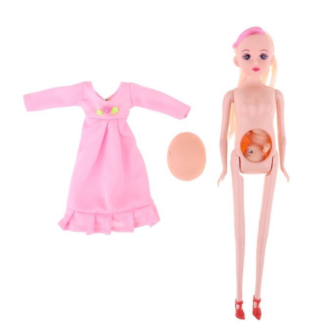 1/6 Pink Pregnant Mommy Doll W/ Stroller Playset For Kids Education