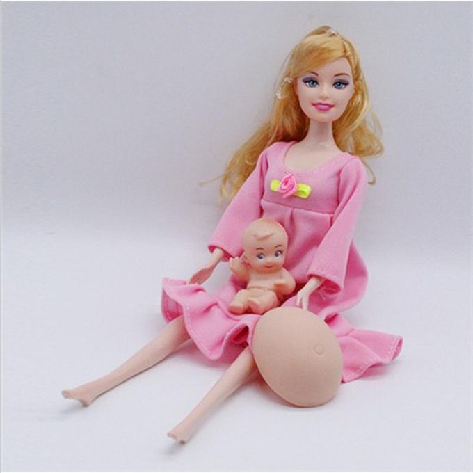 1/6 Pink Pregnant Mommy Doll W/ Stroller Playset For Kids Education