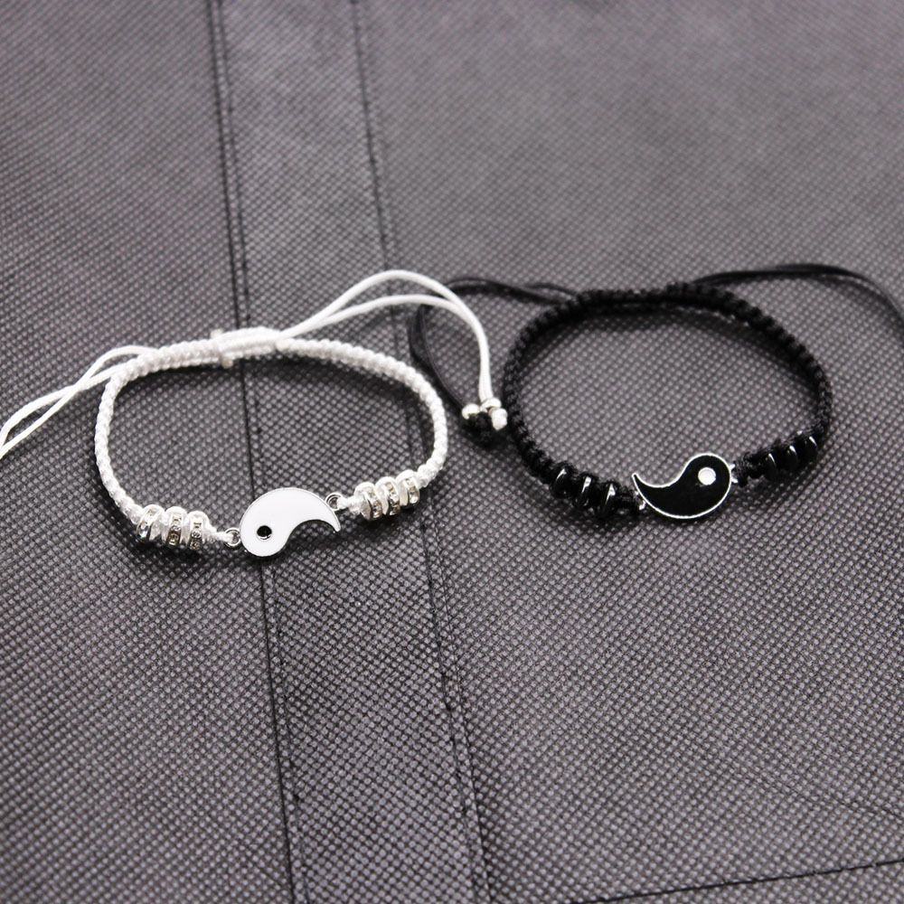 2Pcs/Set Couple Yin-Yang Tai-Chi Bracelets For Best Friends Lovers Valentines