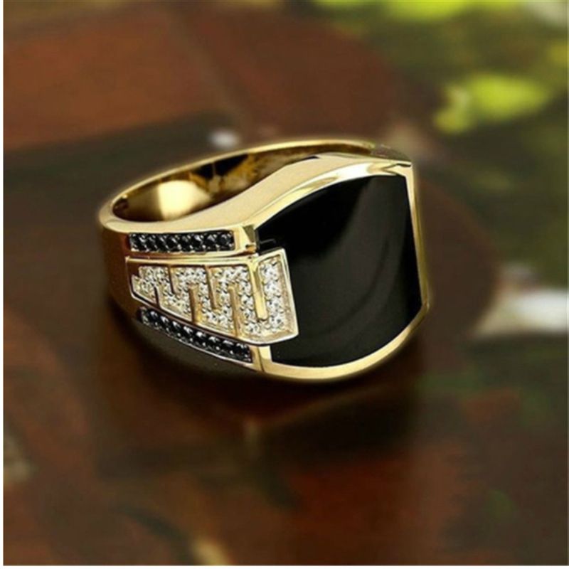 Hot Hip Hop Gold-plated Diamond Men's Ring