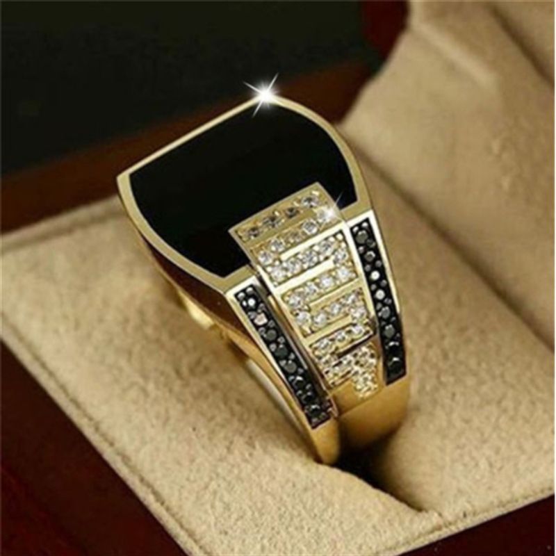 Hot Hip Hop Gold-plated Diamond Men's Ring