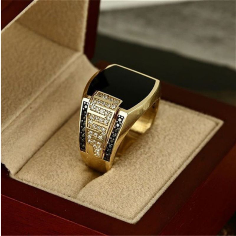 Hot Hip Hop Gold-plated Diamond Men's Ring