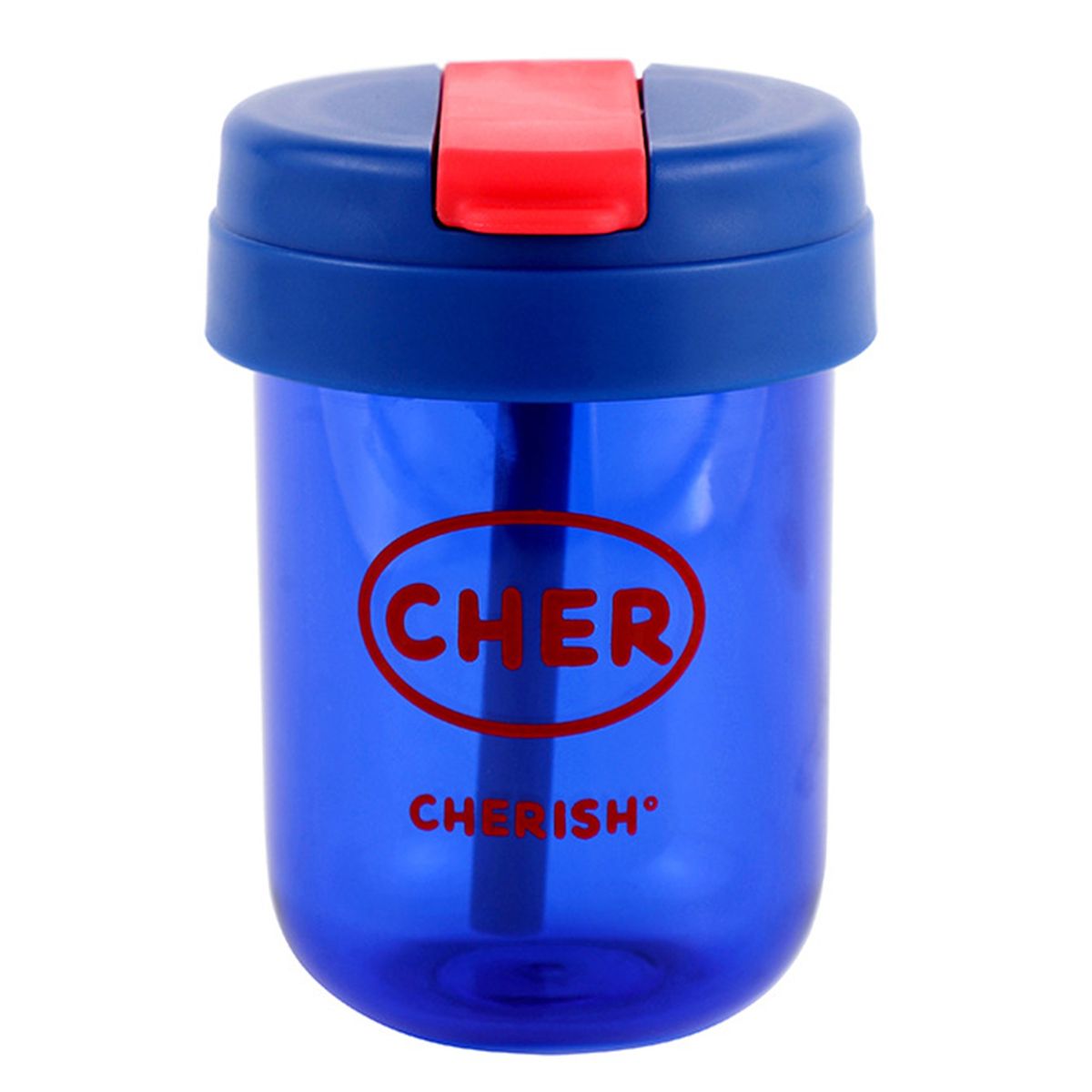 300ml Straw Cup Portable Outdoor Straw Bottle Cup Blue