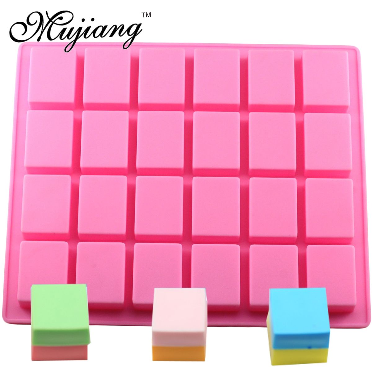Mujiang 24 Cavity Rectangle Square Cake Silicone Baking Molds Handmade Soap Mold DIY Ice Tray Jelly Cake Candy Chocolate Moulds