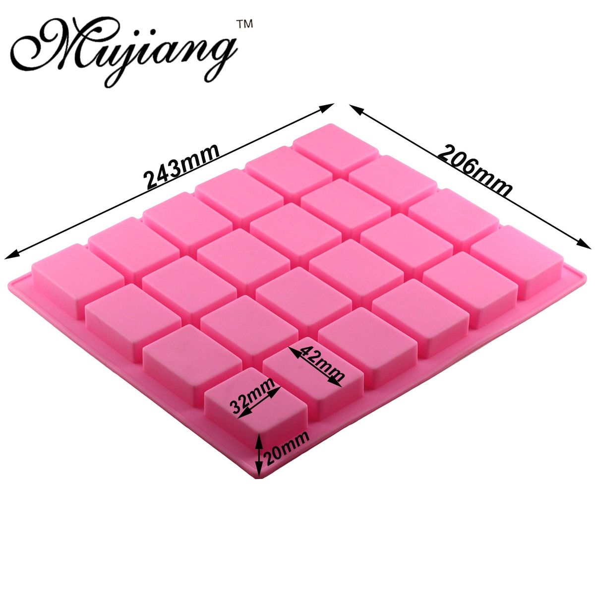 Mujiang 24 Cavity Rectangle Square Cake Silicone Baking Molds Handmade Soap Mold DIY Ice Tray Jelly Cake Candy Chocolate Moulds