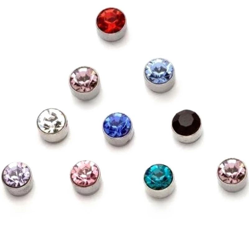 12 Pairs Multicolour Magnetic Round Crystal Rhinestone Men Women Unisex Earrings No Piercing