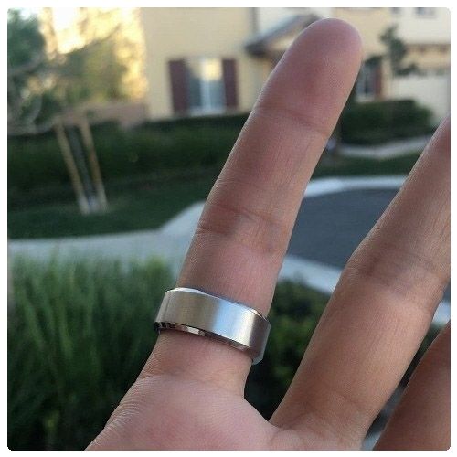 Silver Matte Finish Stainless Steel Wedding 8mm Width Band