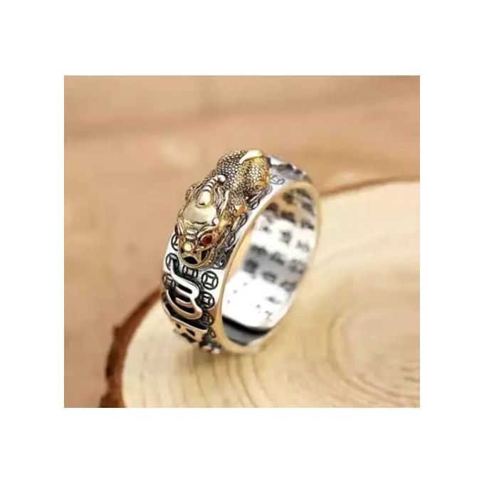 New Fortified Pixiu Feng Shui Black Obsidian Wealth Ring