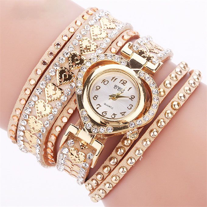 Ladies Heart Shaped Coiled Bracelet Fashion Watch