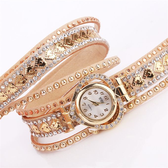 Ladies Heart Shaped Coiled Bracelet Fashion Watch