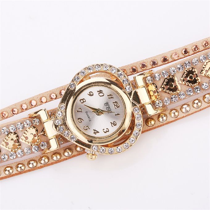 Ladies Heart Shaped Coiled Bracelet Fashion Watch
