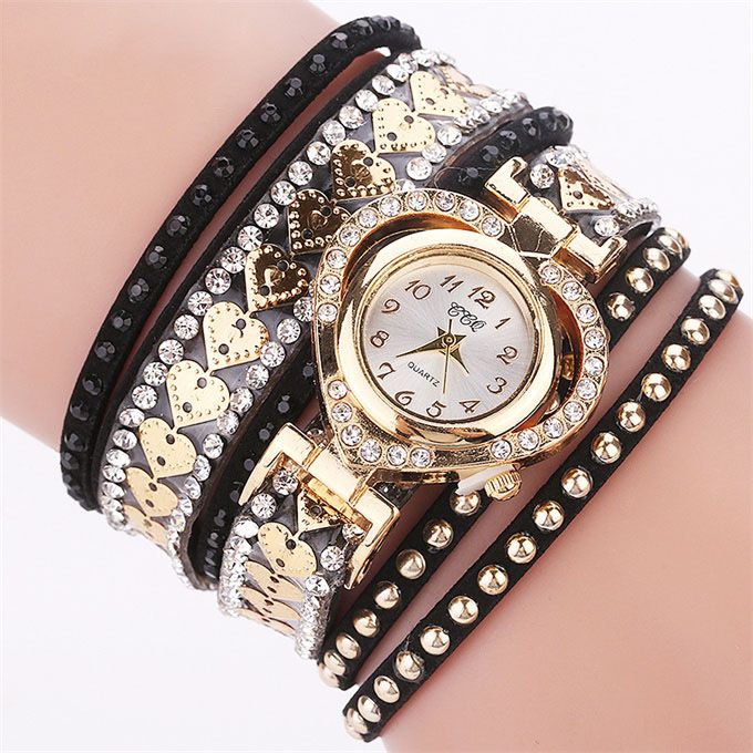 Ladies Heart Shaped Coiled Bracelet Fashion Watch