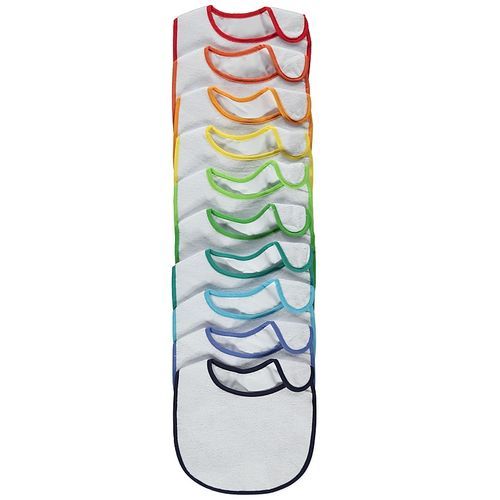 10 Pack Multicolour Trimmed Bibs