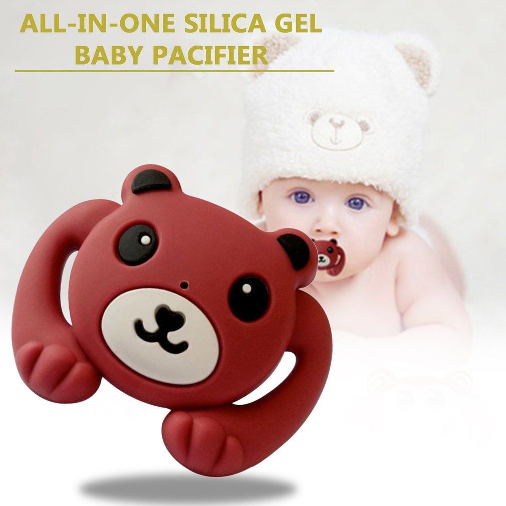 Baby Silicone Pacifier Funny Pacifier Rabbit Teeth Pacifier Beard Pacifier-brown-Brown Bear
