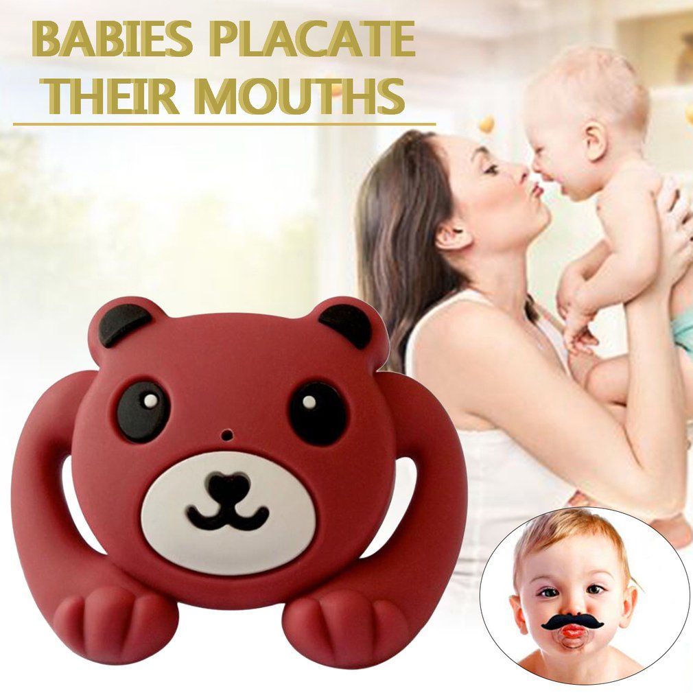 Baby Silicone Pacifier Funny Pacifier Rabbit Teeth Pacifier Beard Pacifier-brown-Brown Bear