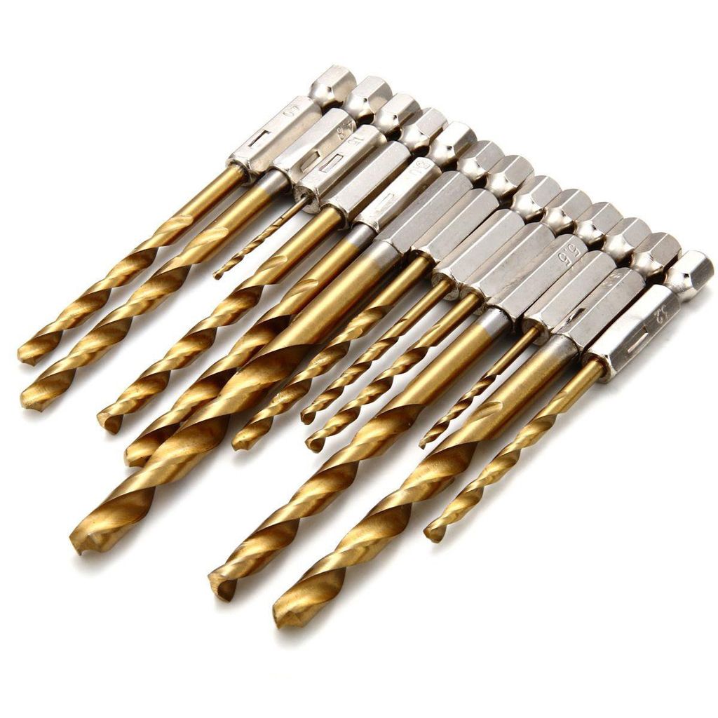 13pc HSS High Speed Steel Drill Bit Set Hex Shank Bits
