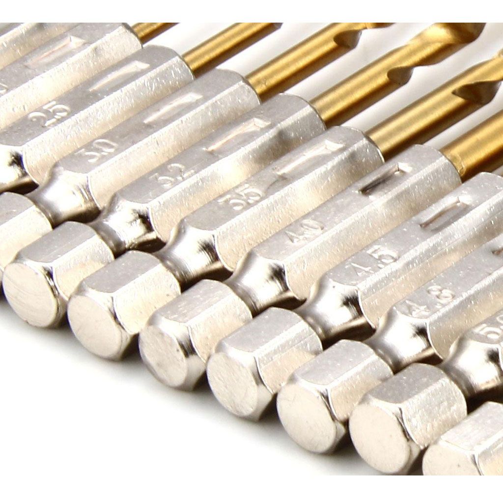 13pc HSS High Speed Steel Drill Bit Set Hex Shank Bits