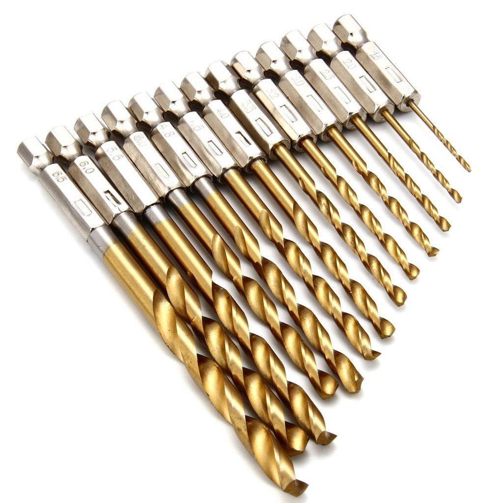 13pc HSS High Speed Steel Drill Bit Set Hex Shank Bits