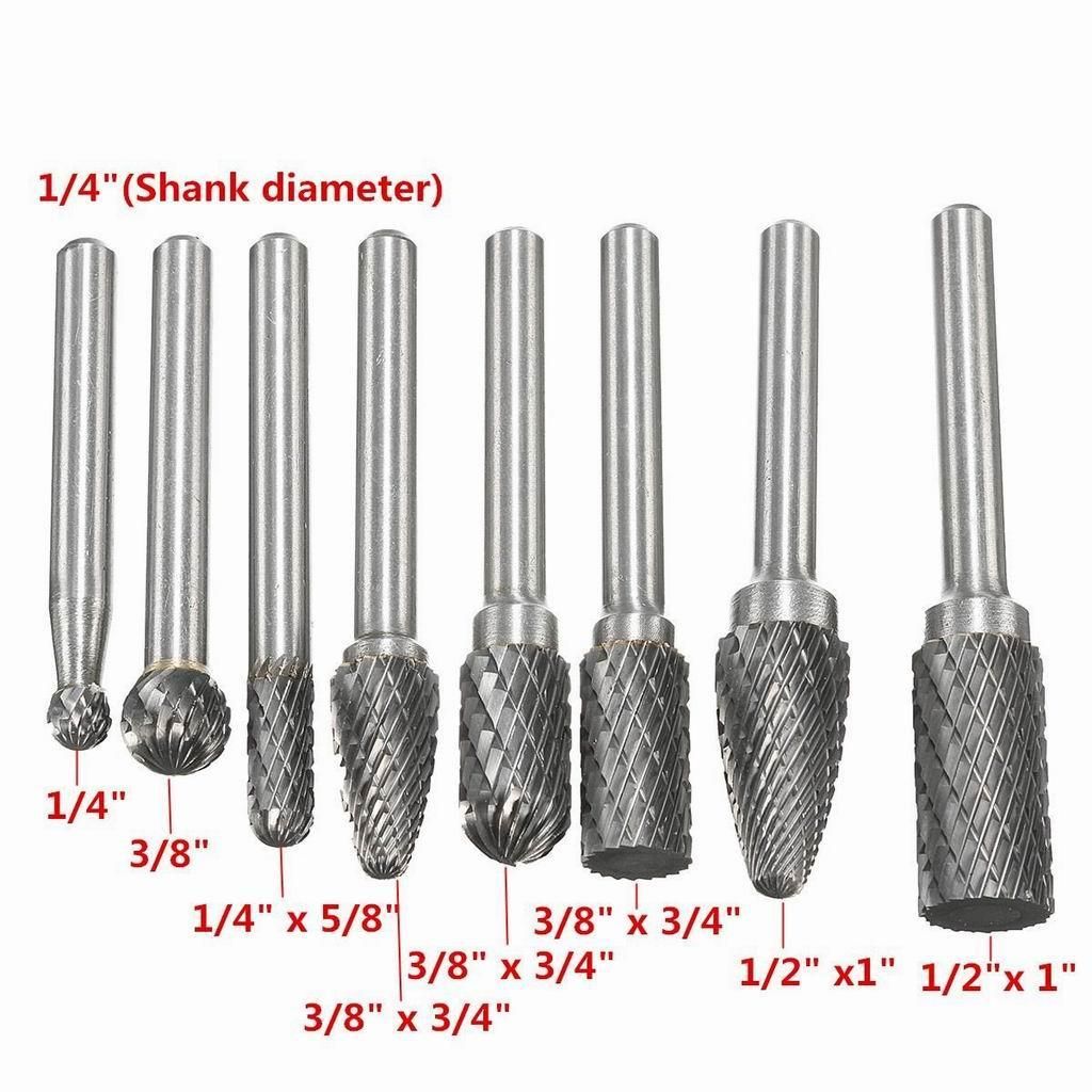 8Pcs 1/4\\\\\\\'\\\\\\\' Shank Double Cut Carbide Rotary