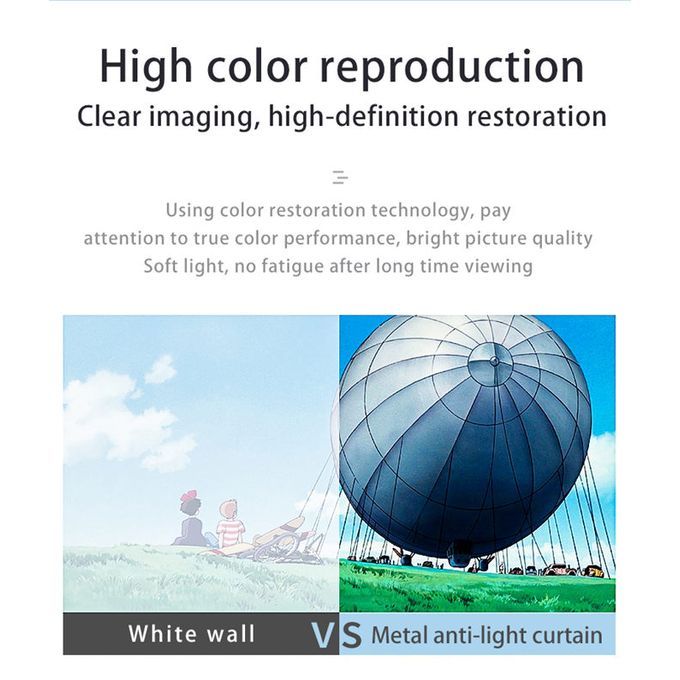 Anti-Light Reflective Projector Screen 30-130 Inch 16:9 Fabric Cloth Projection Screen
